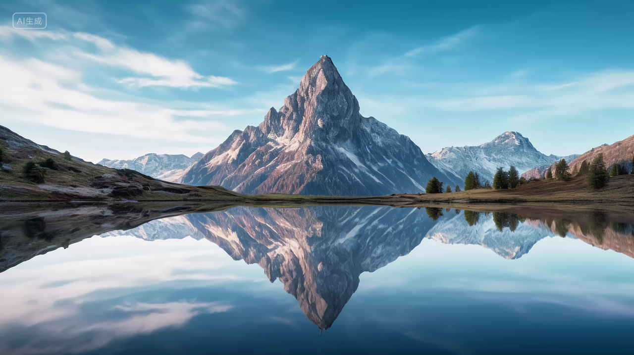 山和水中的倒影画面对称山水画山水意境自然景色山湖风景旅游宣传清新壁纸电脑壁纸
