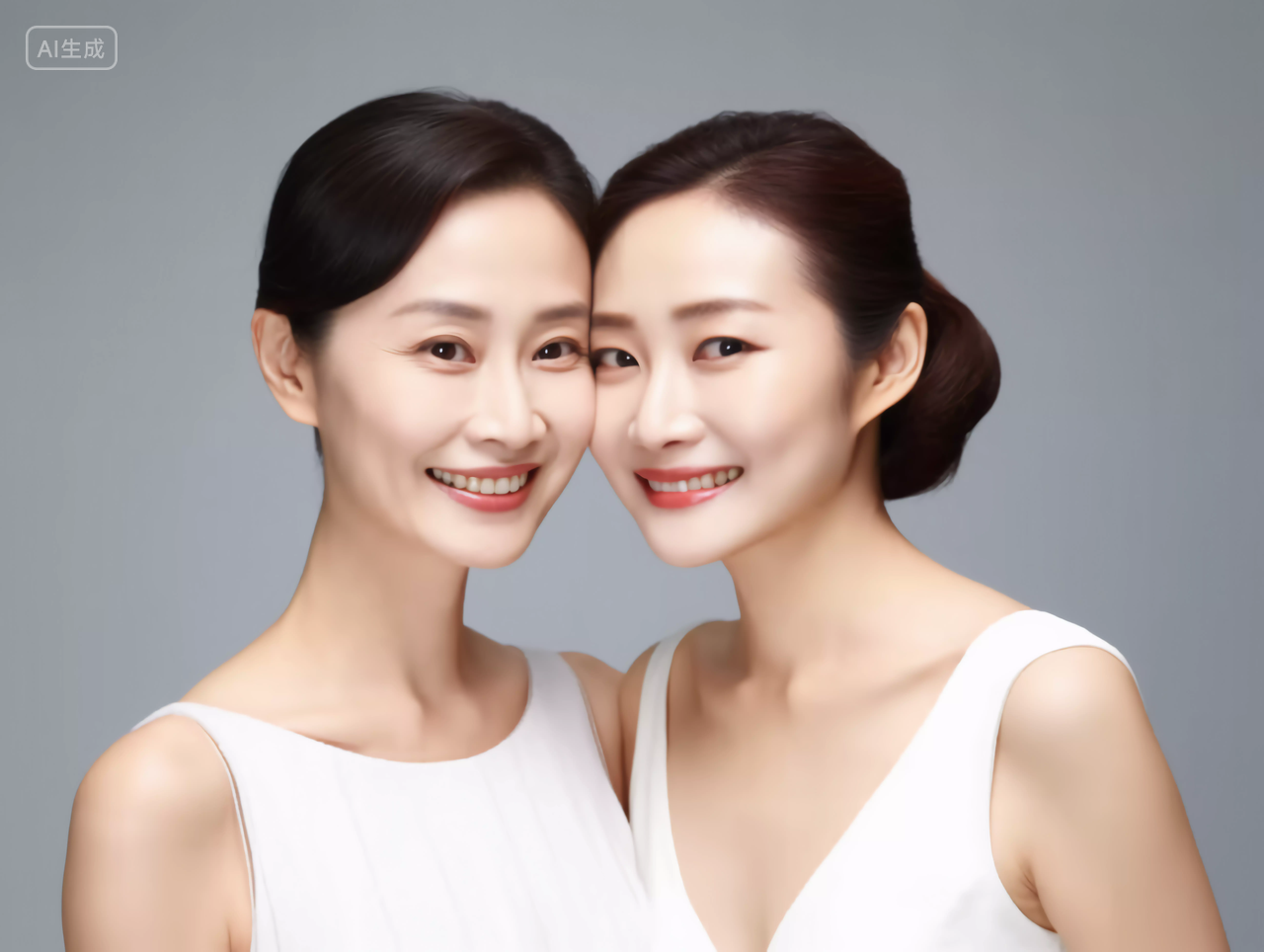 母女一起快乐美容医美皮肤护理健康自然紧致肌肤