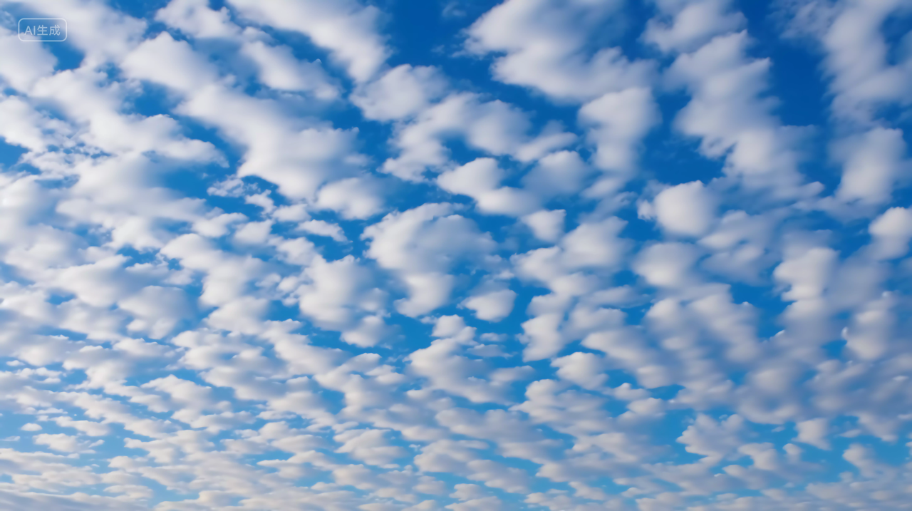 鱼鳞状云朵气象学蓝天白云风景图
