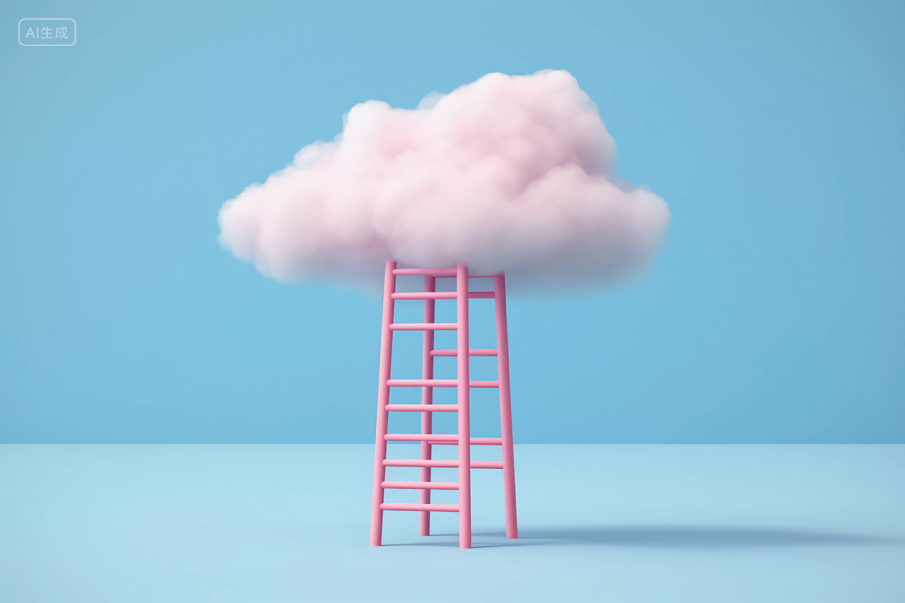 云的阶梯三维渲染成功概念图