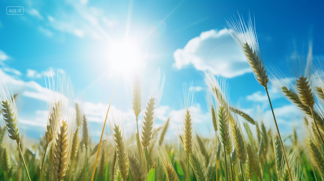 早晨阳光下的青色小麦农作物谷物秋收的麦田麦穗小麦图芒种节气农民大丰收