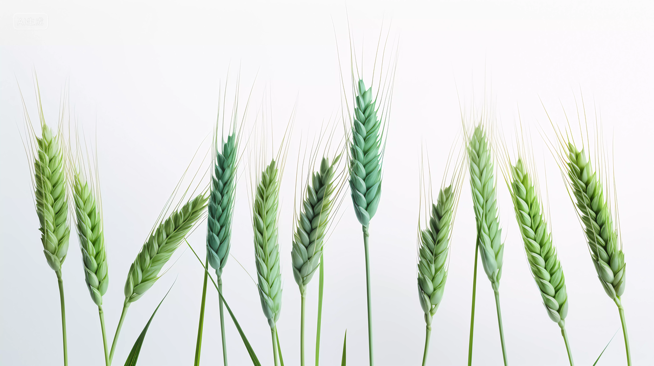 农作物谷物麦田麦穗小麦图芒种节气青色麦穗白底图
