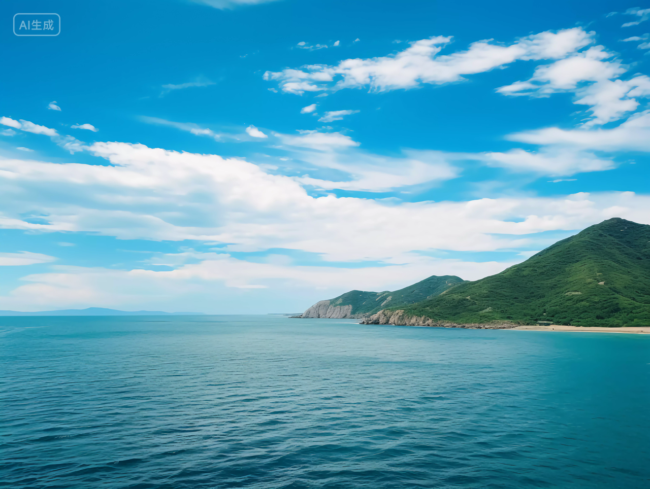 高山大海电脑壁纸清新海边背景风景旅游度假宣传