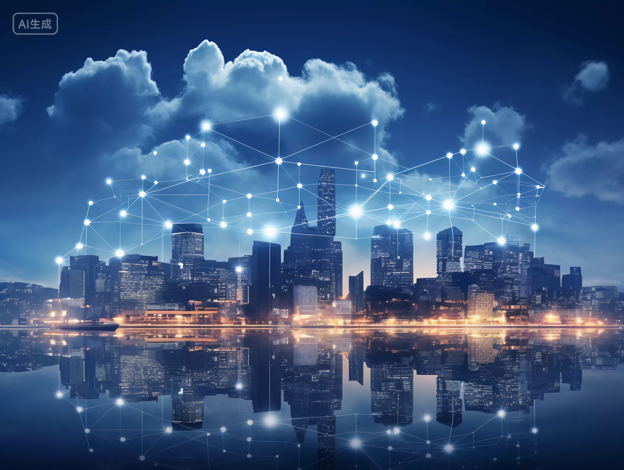 互联网现代化网络科技概念图城市与云计算