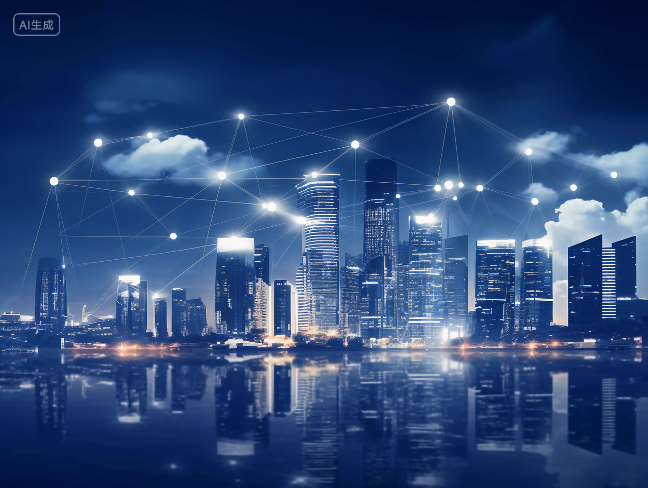互联网现代化网络科技概念图城市与云计算