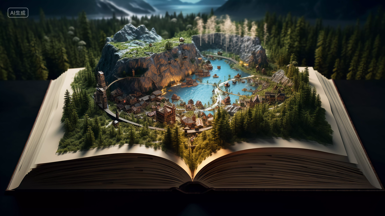 书本书籍自然风景日落景色魔法书读书阅读学习世界读书日知识文化