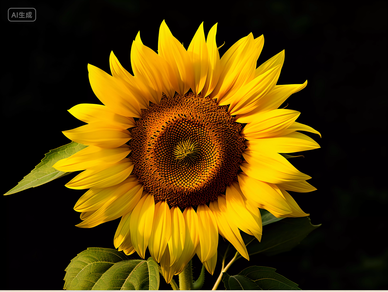 向日葵花朵清新美好希望鲜花花束向日葵黑底