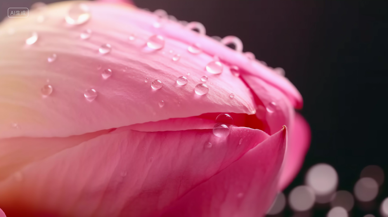 花朵上的小水滴世界水日水珠露水露珠粉色花朵