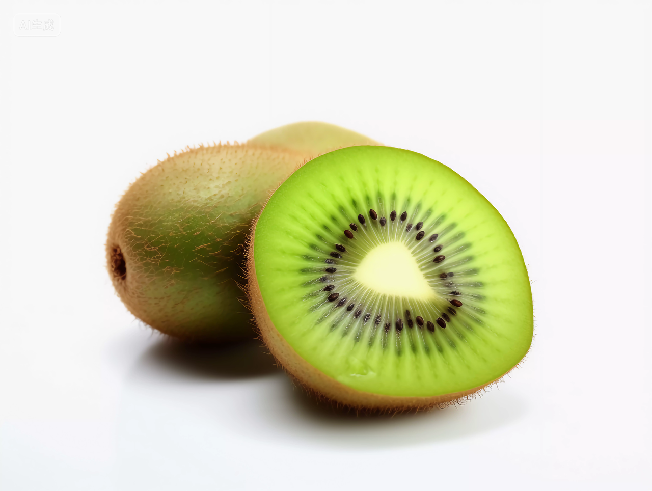 白底切开的猕猴桃新鲜水果健康生活营养有机食物美味