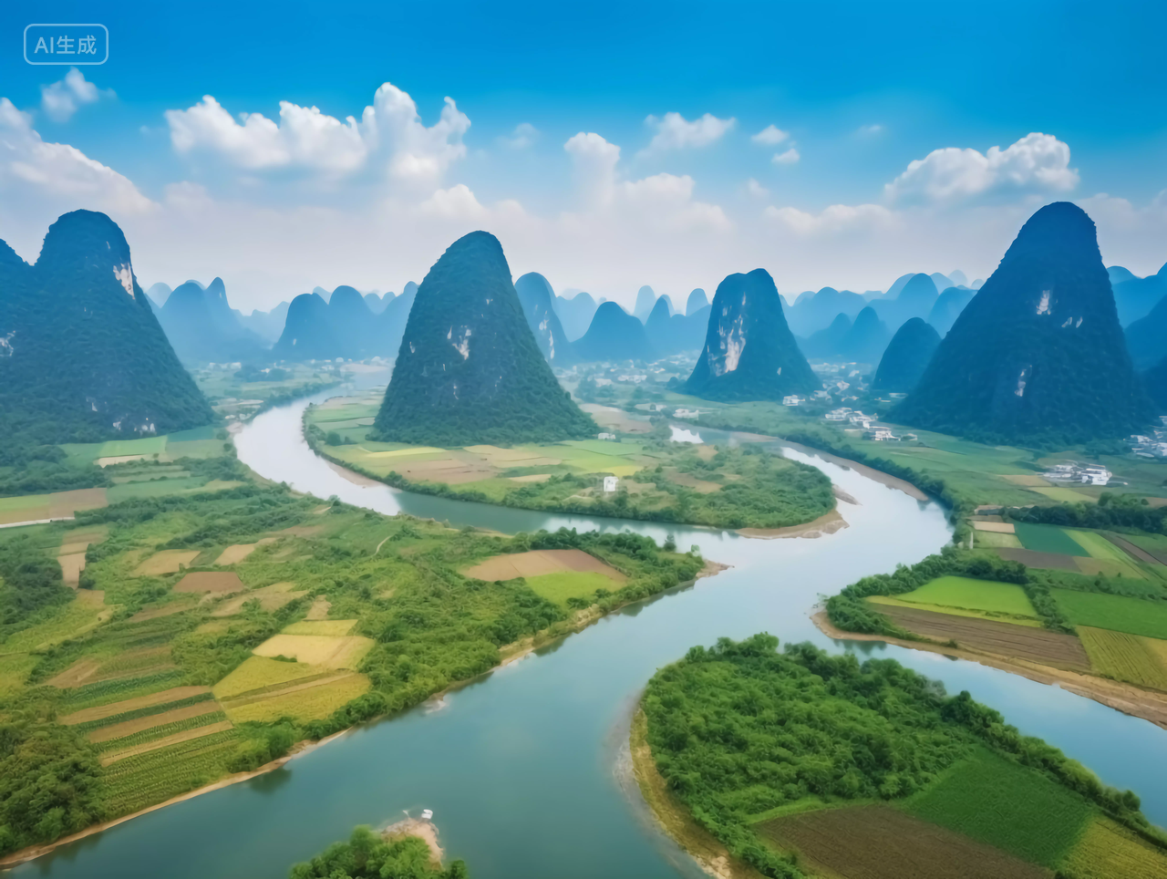 绿水青山高视角山风景自然风景自然风光壁纸旅游宣传稻田农田