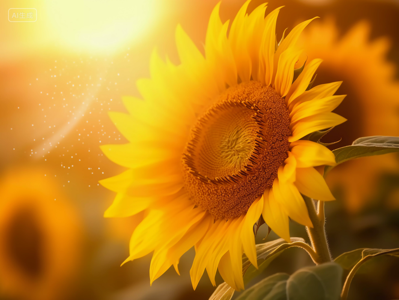 向日葵花朵清新美好希望鲜花花束阳光下的向日葵特写养老行业配图