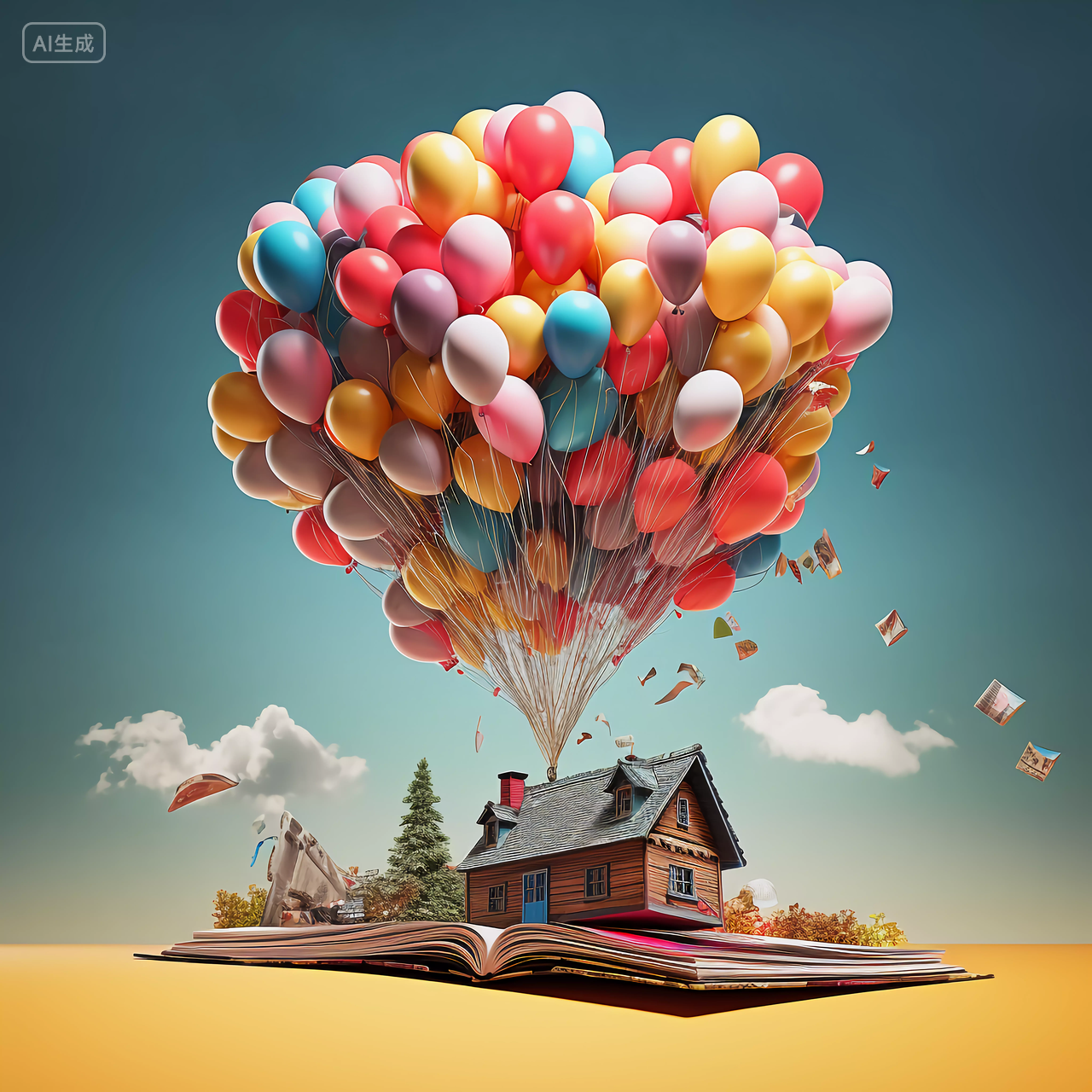 气球小屋读书阅读学习世界读书日知识文化创意图