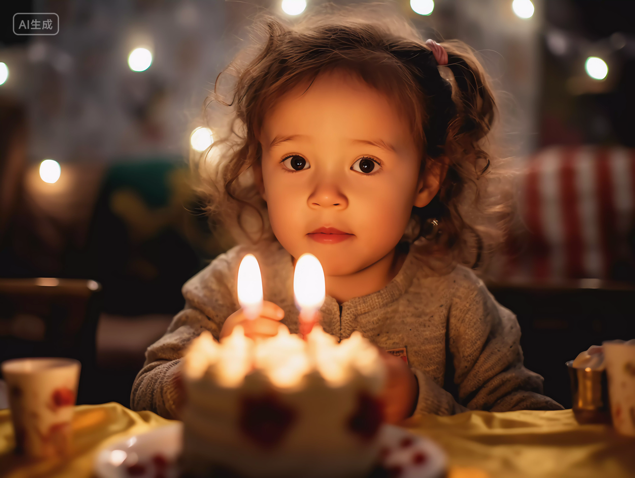小女孩吹蜡烛生日庆祝祝福生日快乐生日蛋糕HAPPY BIRTHDAY小女孩吹蜡烛