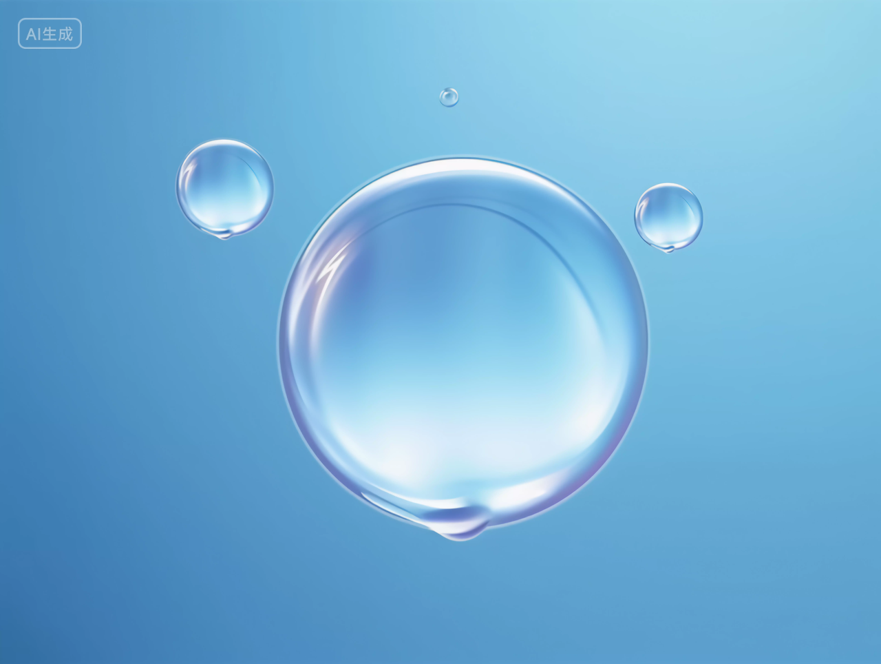 可爱圆润的发光水滴3D图世界水日蓝色水滴掉在水里