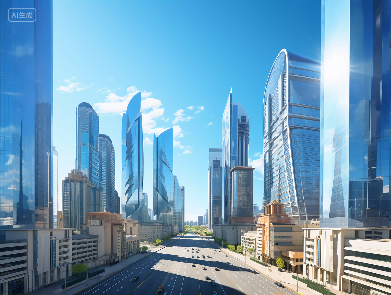 蓝天城市房地产商业城市建筑蓝天天空蓝色天空背景