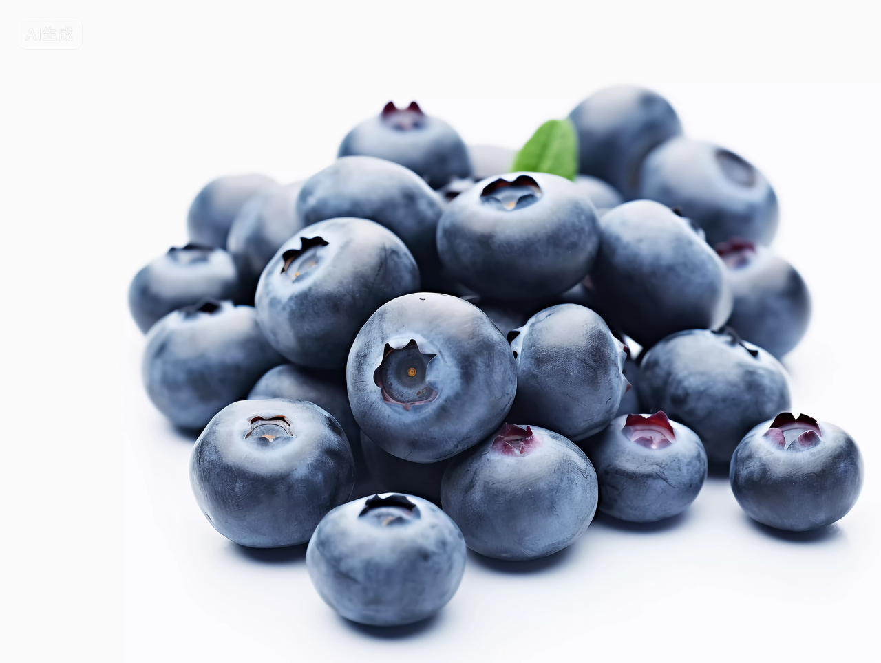 白色背景上的一堆蓝莓新鲜水果健康生活营养有机食物美味