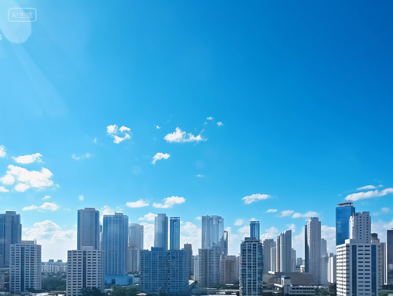 蓝天城市建筑商业金融房地产蓝天天空蓝色天空背景