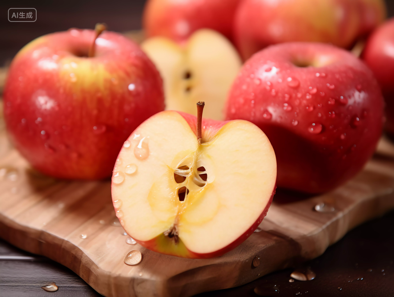 切开的新鲜红苹果新鲜水果健康生活营养有机食物美味