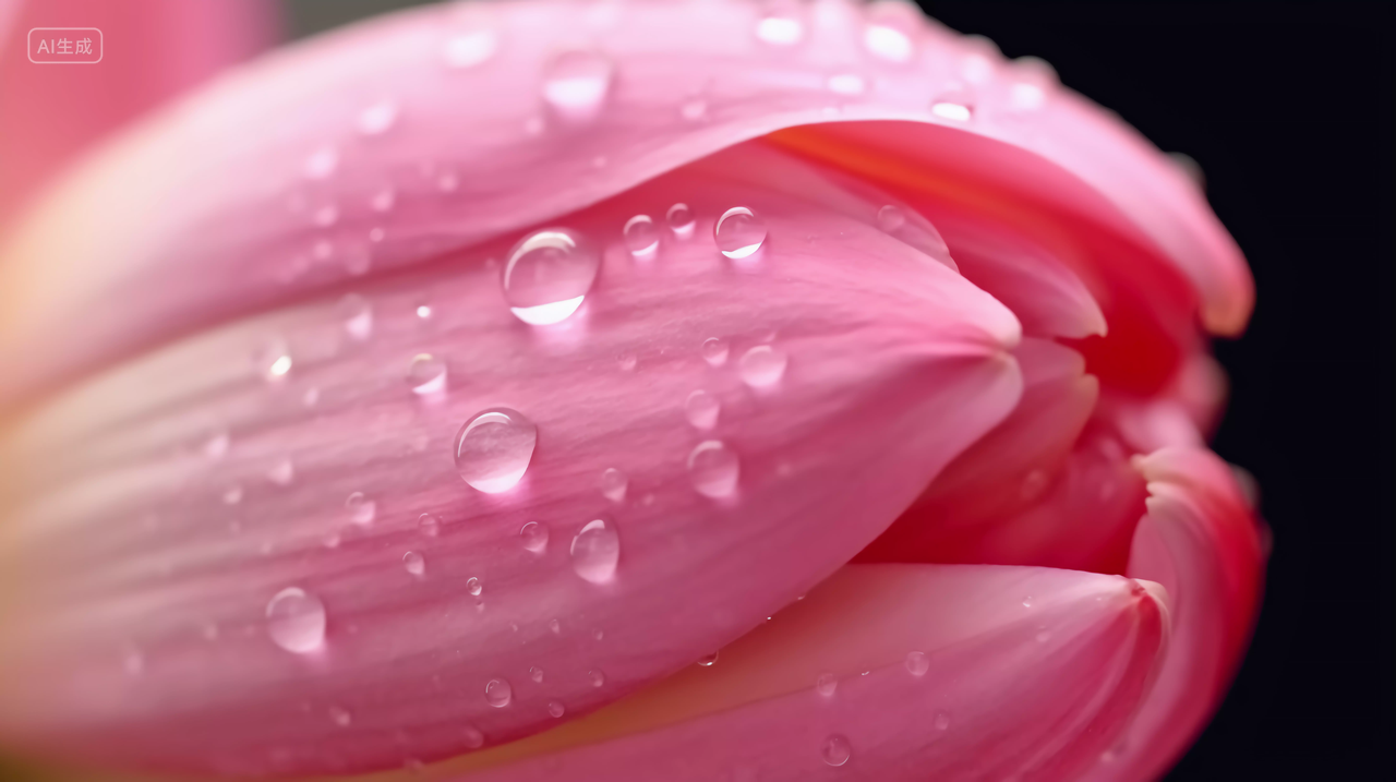 花朵上的小水滴世界水日水珠露水露珠粉色花朵