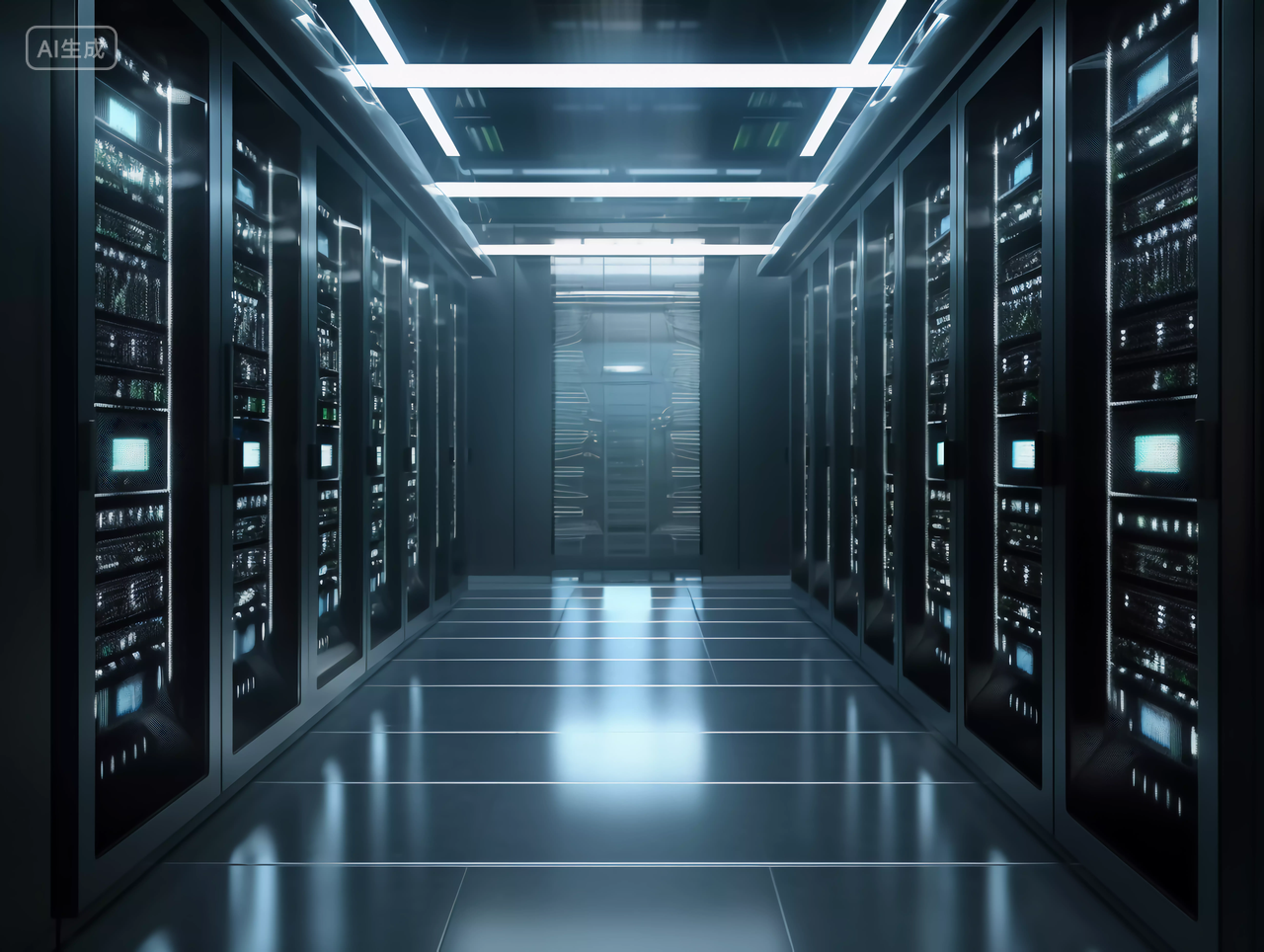 互联网现代化网络科技概念图暗服务器中的机房存储系统