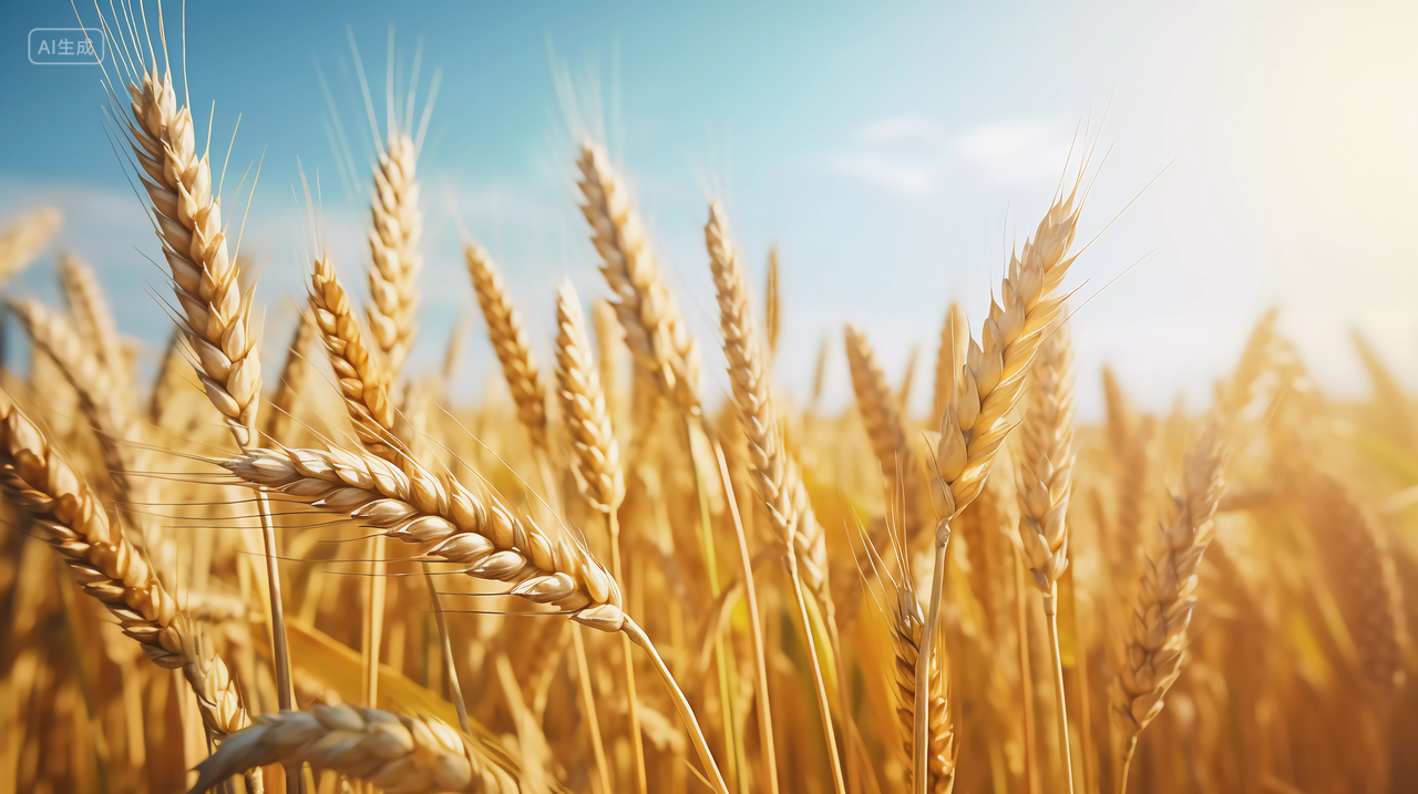 丰收的麦穗特写农作物谷物秋收的麦田麦穗小麦图芒种节气农民大丰收