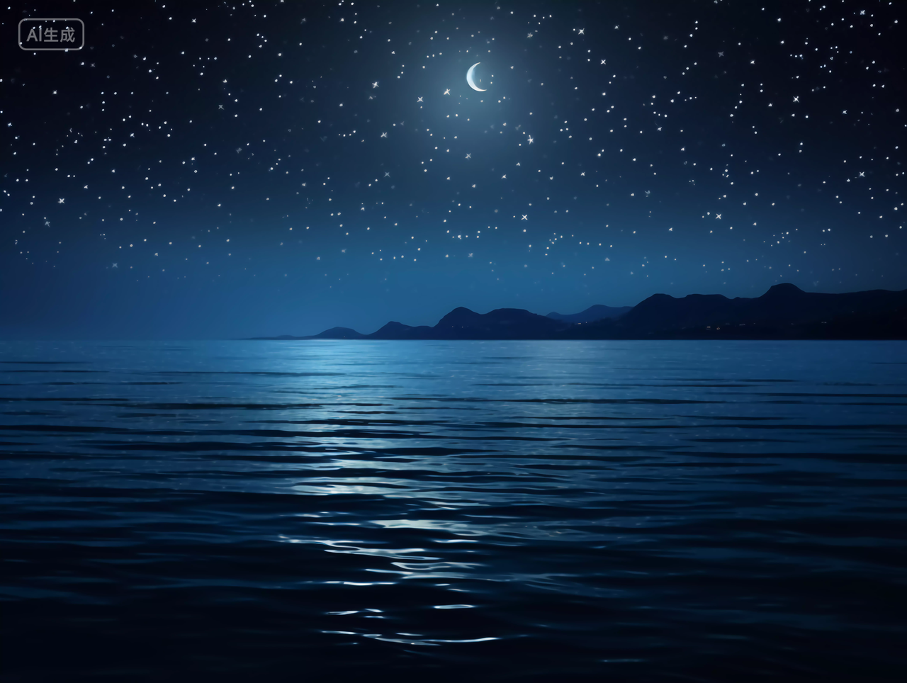 星辰大海夜晚大海壁纸清新海边背景风景旅游度假宣传