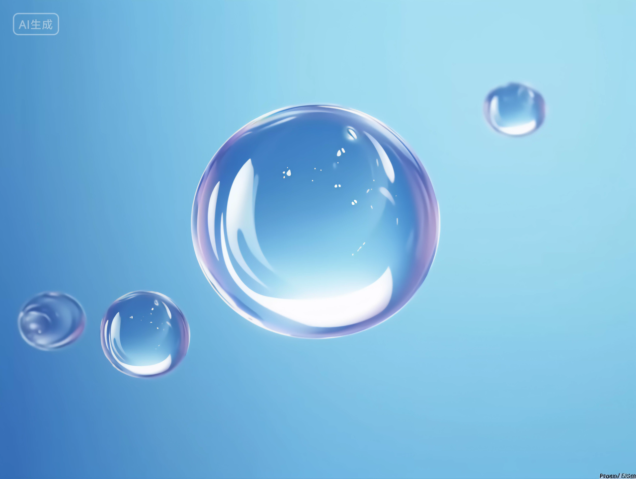 可爱圆润的发光水滴3D图世界水日蓝色水滴掉在水里