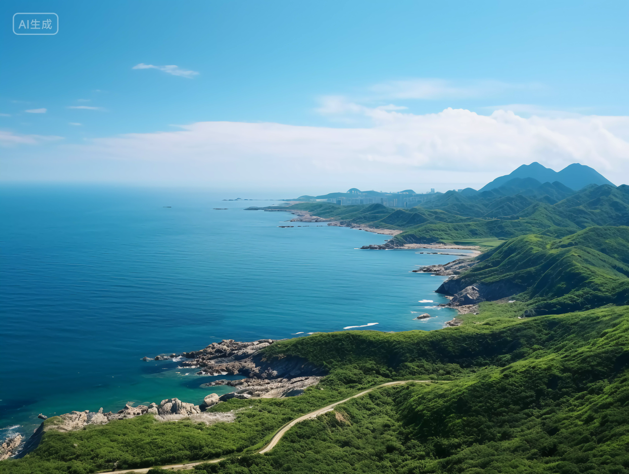 高山大海电脑壁纸清新海边背景风景旅游度假宣传
