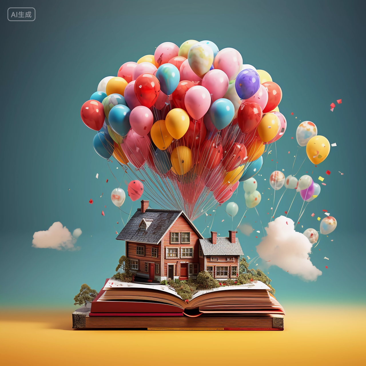 气球小屋读书阅读学习世界读书日知识文化创意图