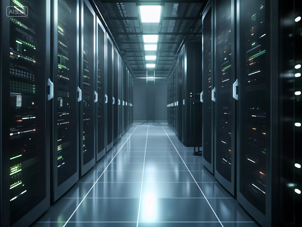 互联网现代化网络科技概念图暗服务器中的机房存储系统