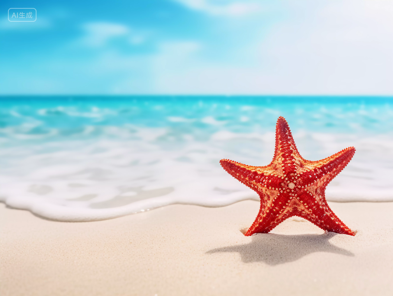 大海海滩和海星沙滩大海壁纸清新海边背景风景旅游度假宣传