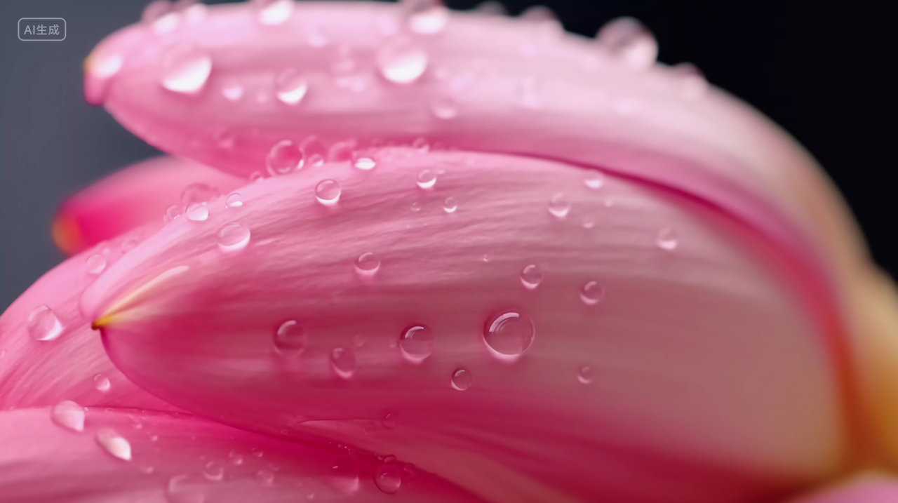 花朵上的小水滴世界水日水珠露水露珠粉色花朵