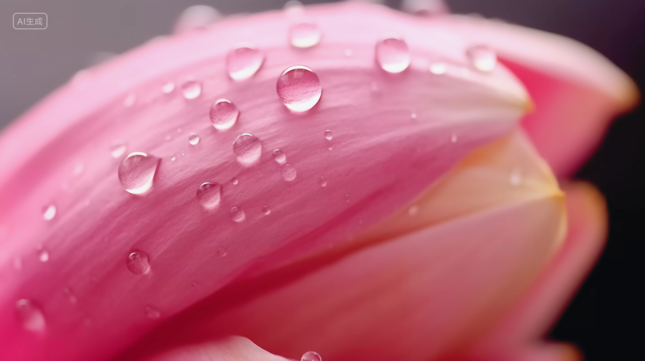 花朵上的小水滴世界水日水珠露水露珠粉色花朵