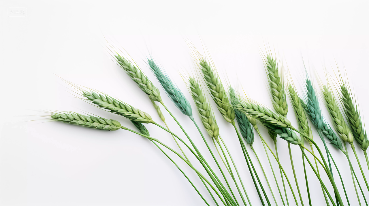 农作物谷物麦田麦穗小麦图芒种节气青色麦穗白底图
