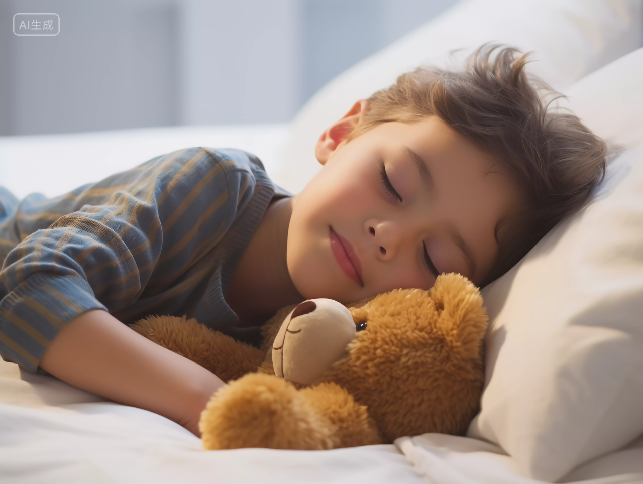 儿童安静睡觉场景快乐幸福的未成年儿童小学生笑容嬉戏玩耍