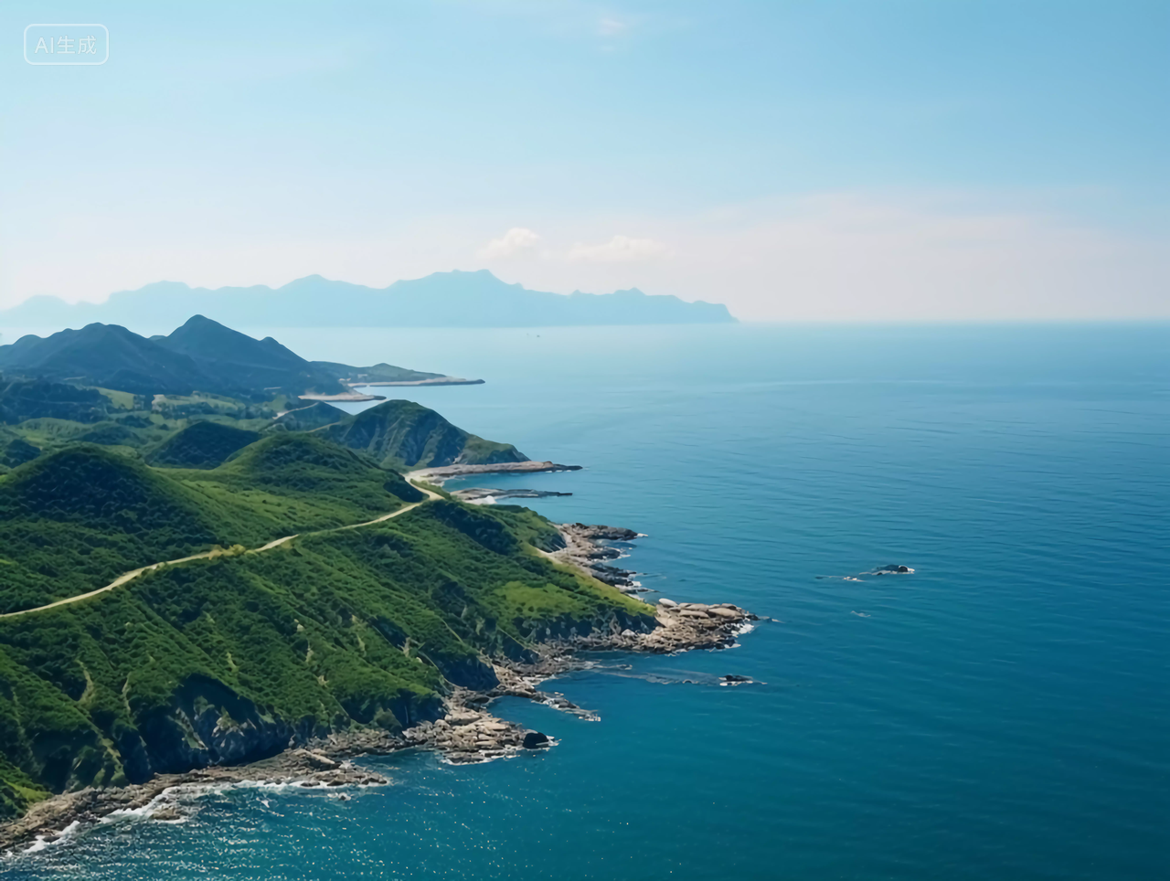 高山大海电脑壁纸清新海边背景风景旅游度假宣传