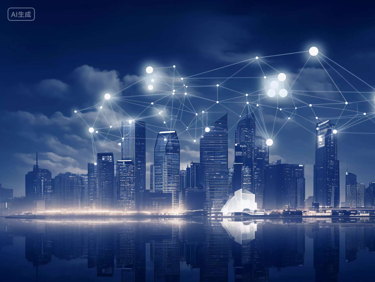 互联网现代化网络科技概念图城市与云计算