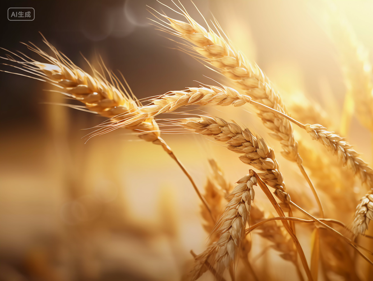阳光照耀下的立秋成熟麦穗特写粮食丰收的秋天