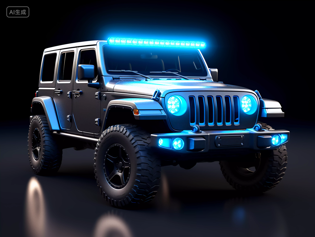 科技概念未来感黑色吉普车汽车科技汽车