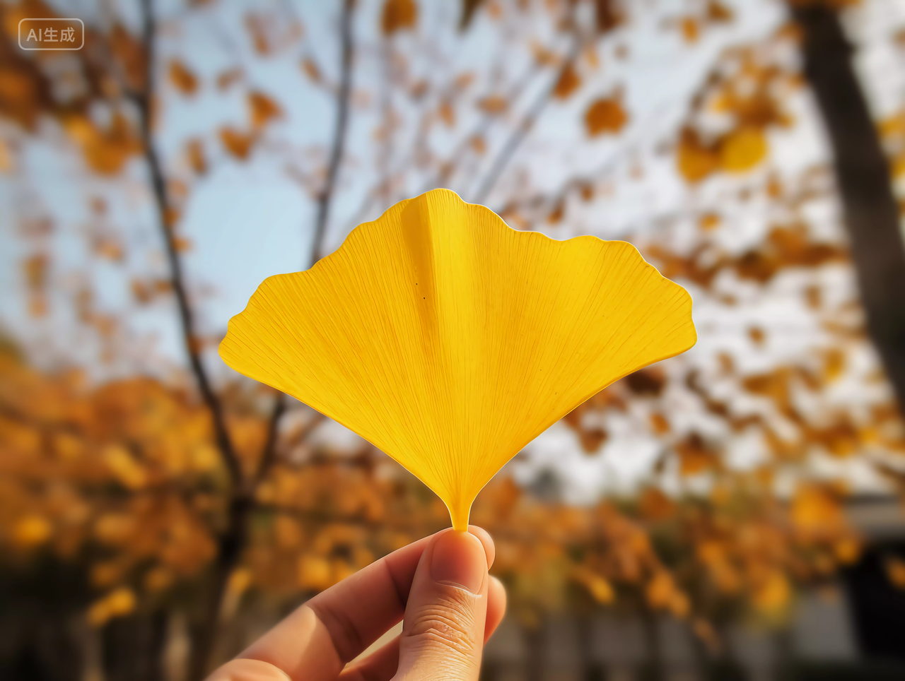 手拿黄色银杏叶子立秋秋天风景壁纸