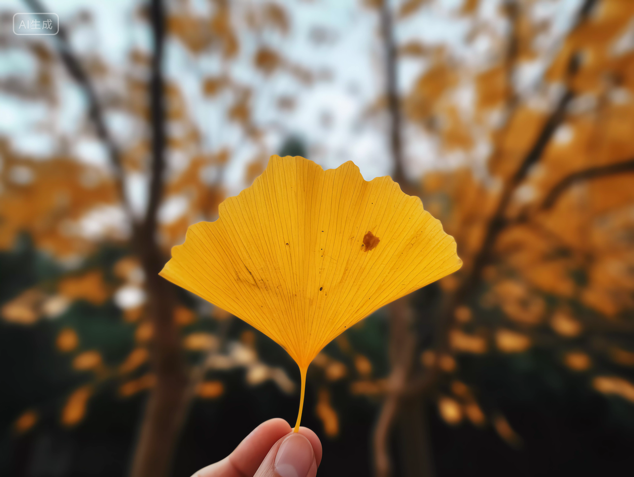 手拿黄色银杏叶子立秋秋天风景壁纸