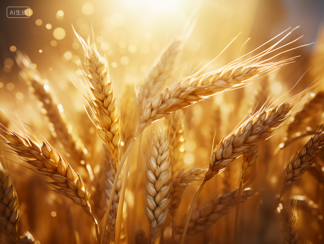 阳光照耀下的立秋成熟麦穗特写粮食丰收的秋天