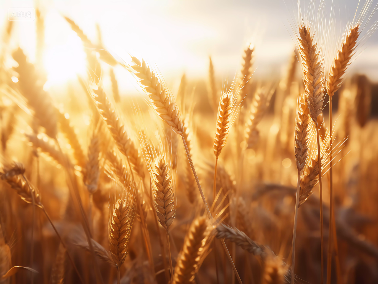 阳光照耀下的立秋成熟麦穗特写粮食丰收的秋天