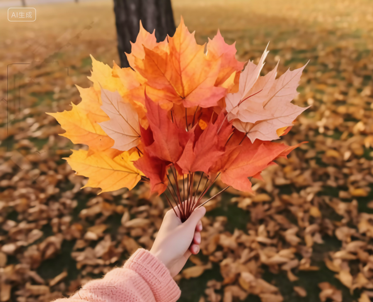 手拿枫叶落叶立秋秋天风景壁纸
