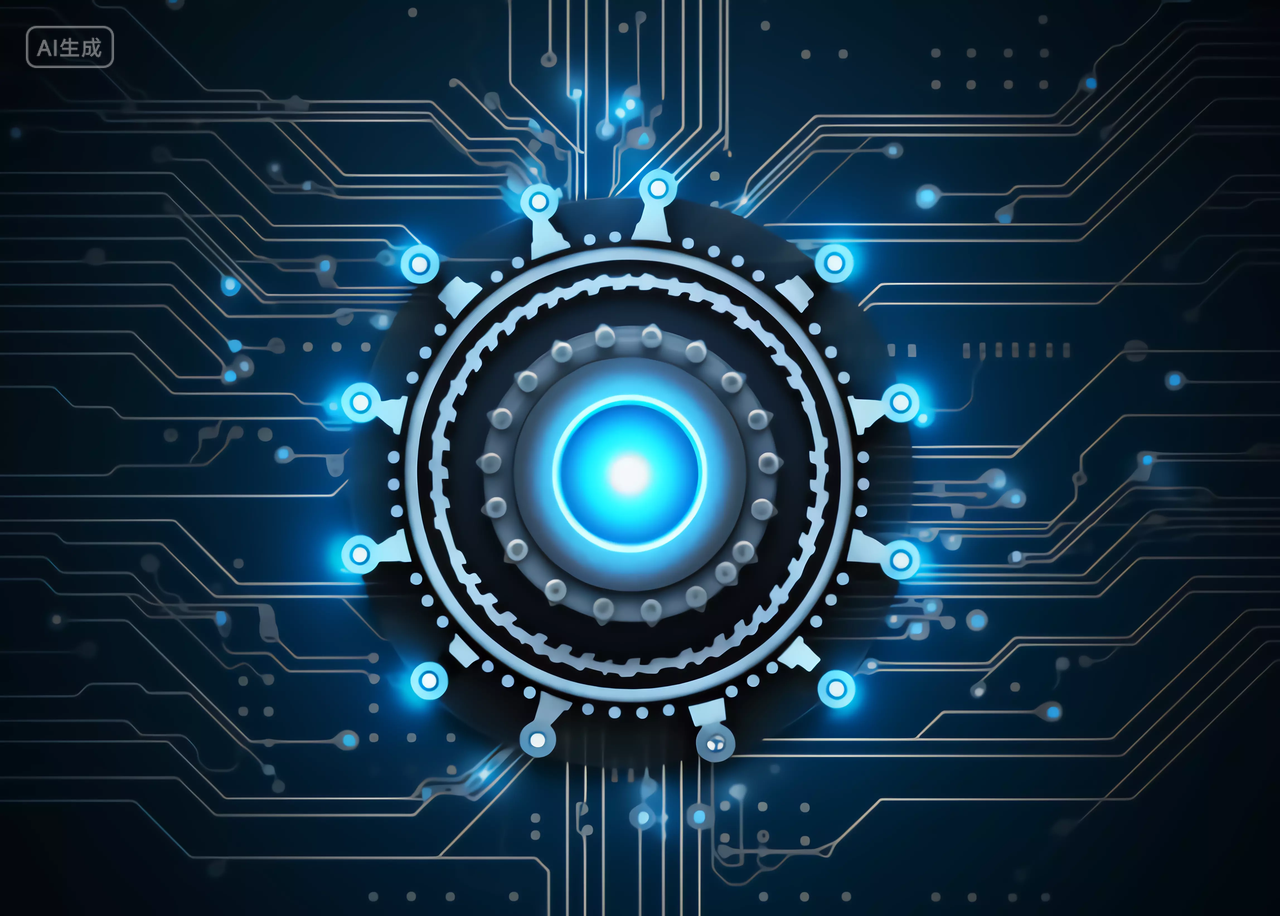 电路板背景的科技齿轮蓝色科技背景图