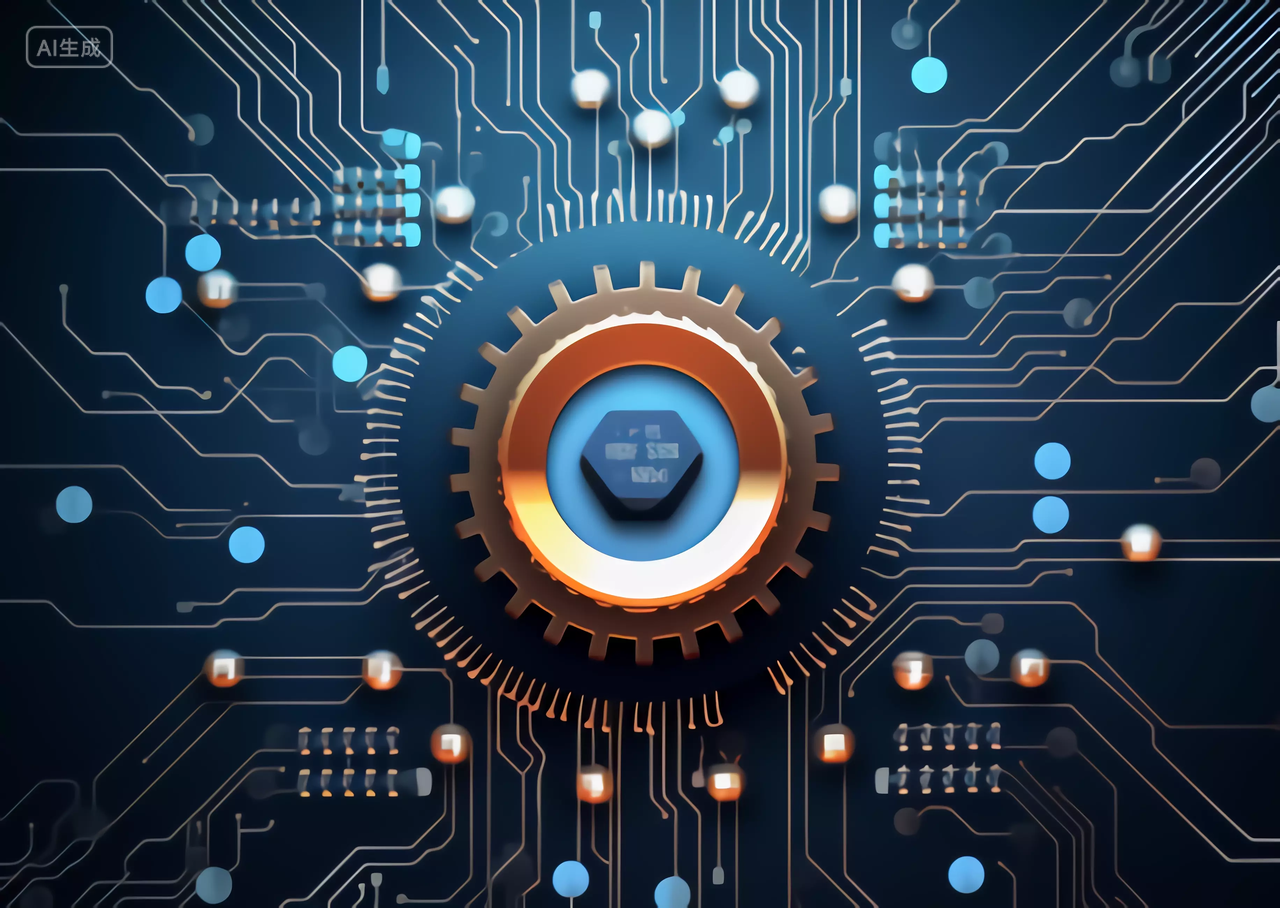 电路板背景的科技齿轮蓝色科技背景图