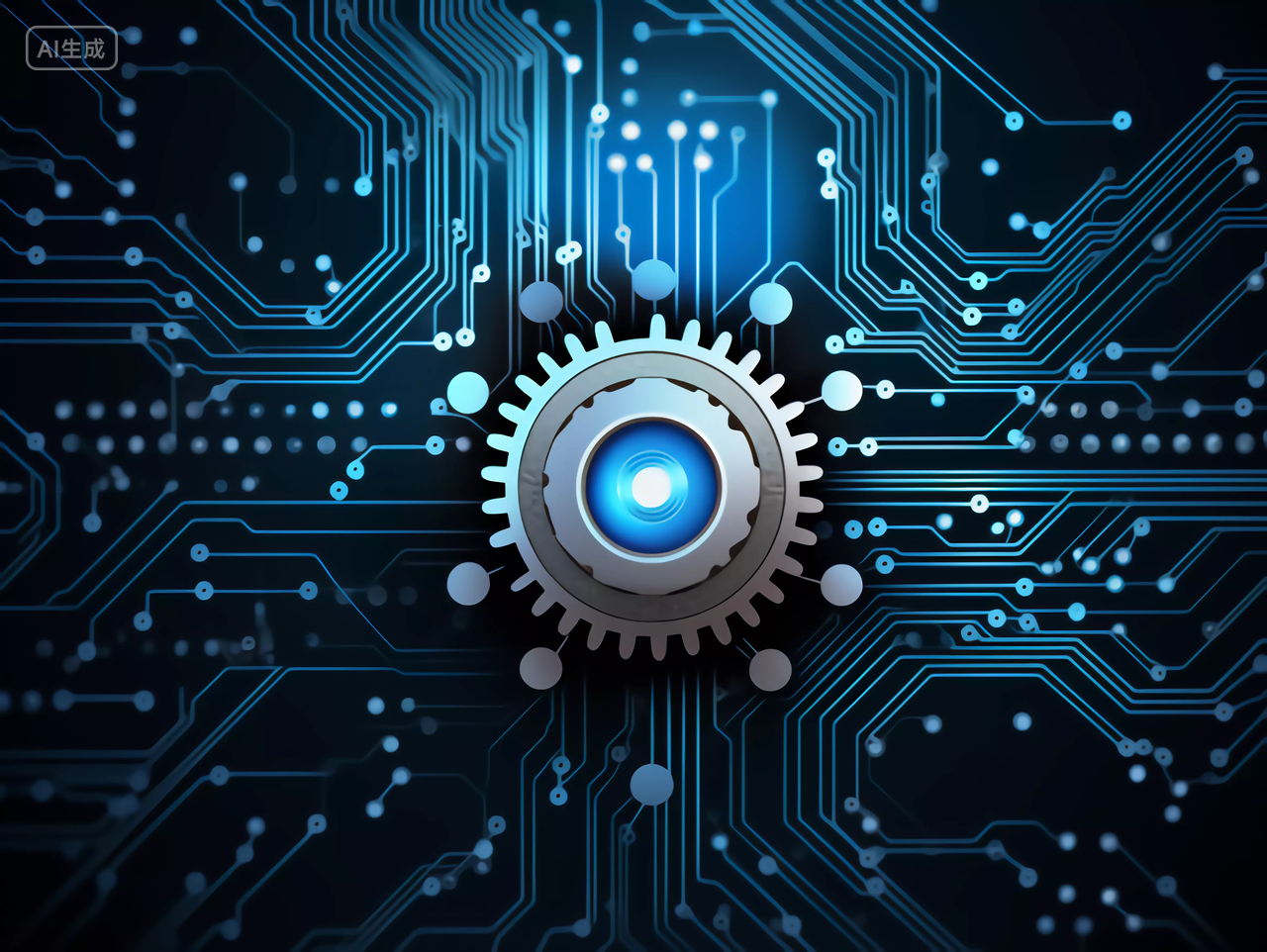 电路板背景的科技齿轮蓝色科技背景图