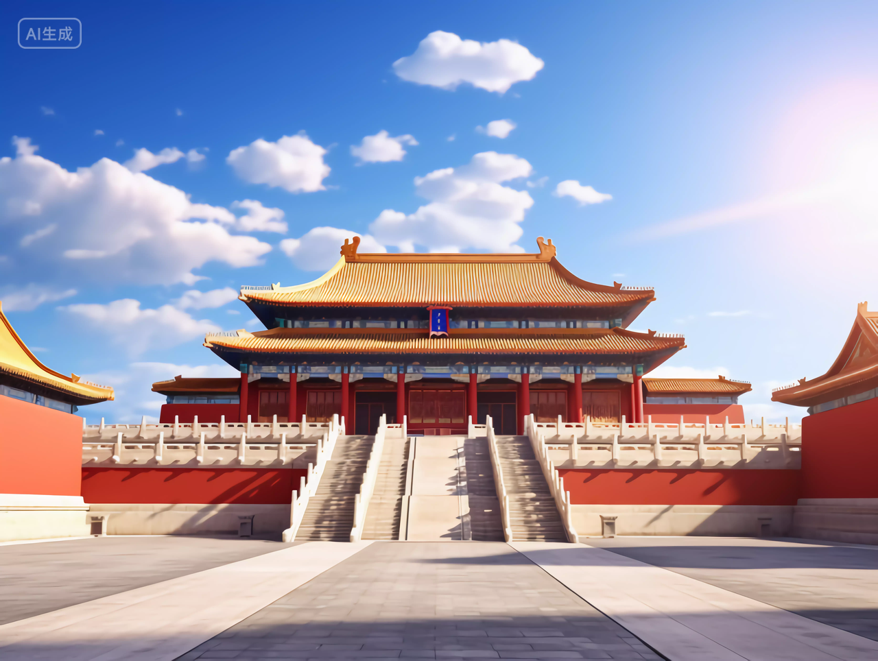 中国故宫红色中国传统建筑的雄伟场景图