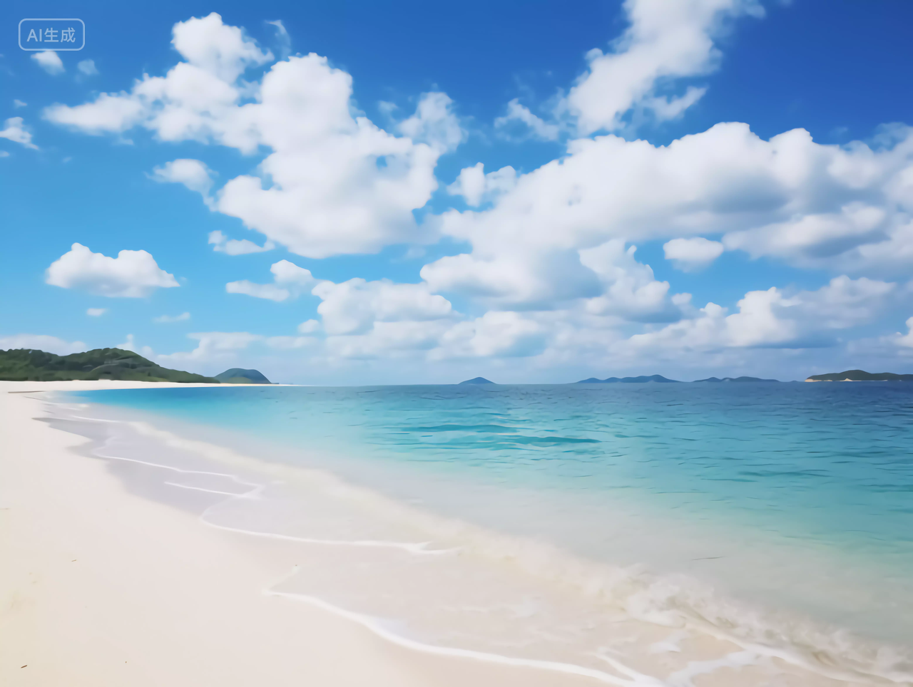 蓝天白云明亮背景大海唯美清新壁纸度假旅游