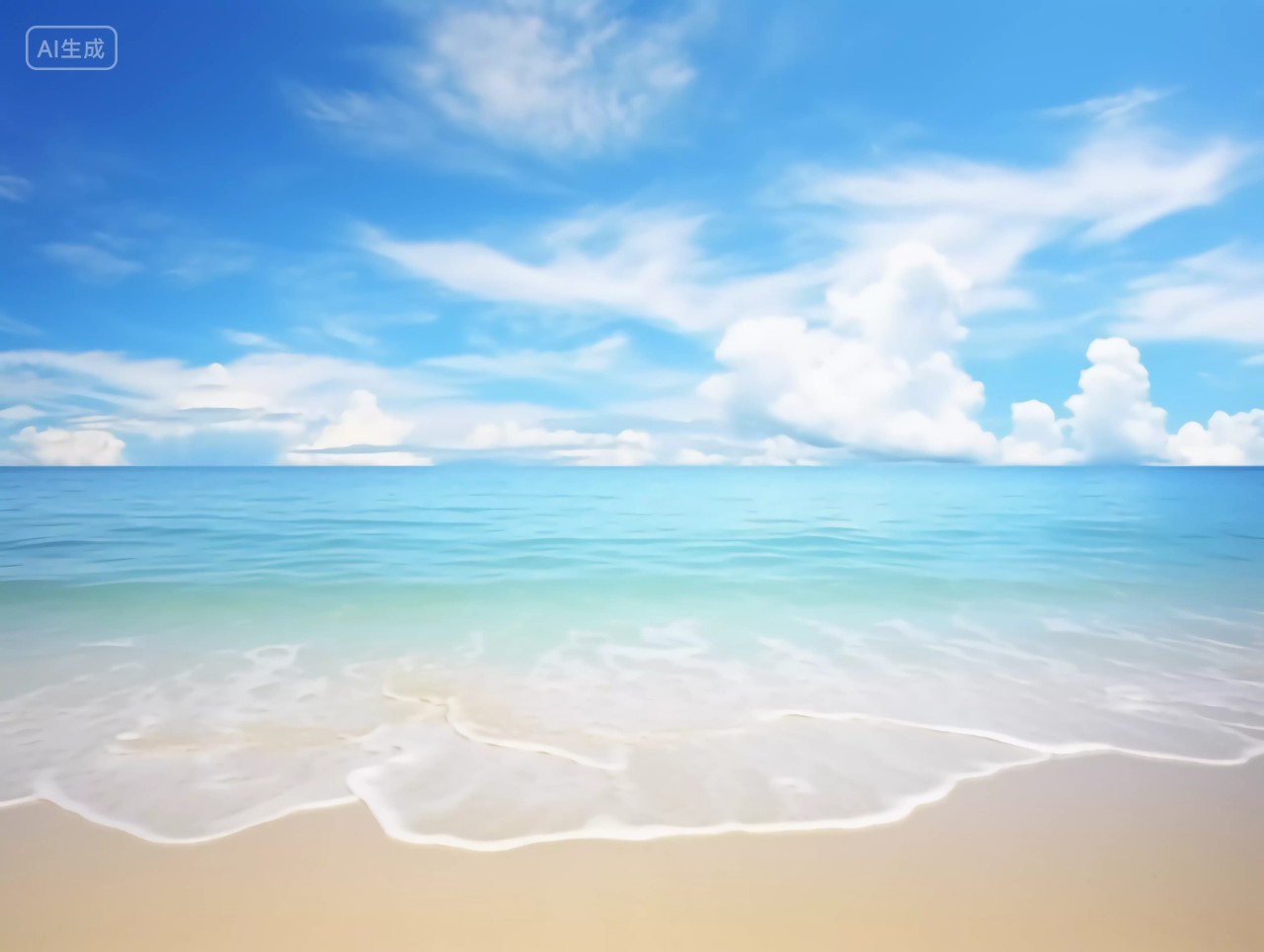 蓝天白云明亮背景大海唯美清新壁纸度假旅游
